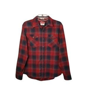 Wrangler Mens Shirt Size Large Retro Plaid Button Up Cowboy Workwear Western